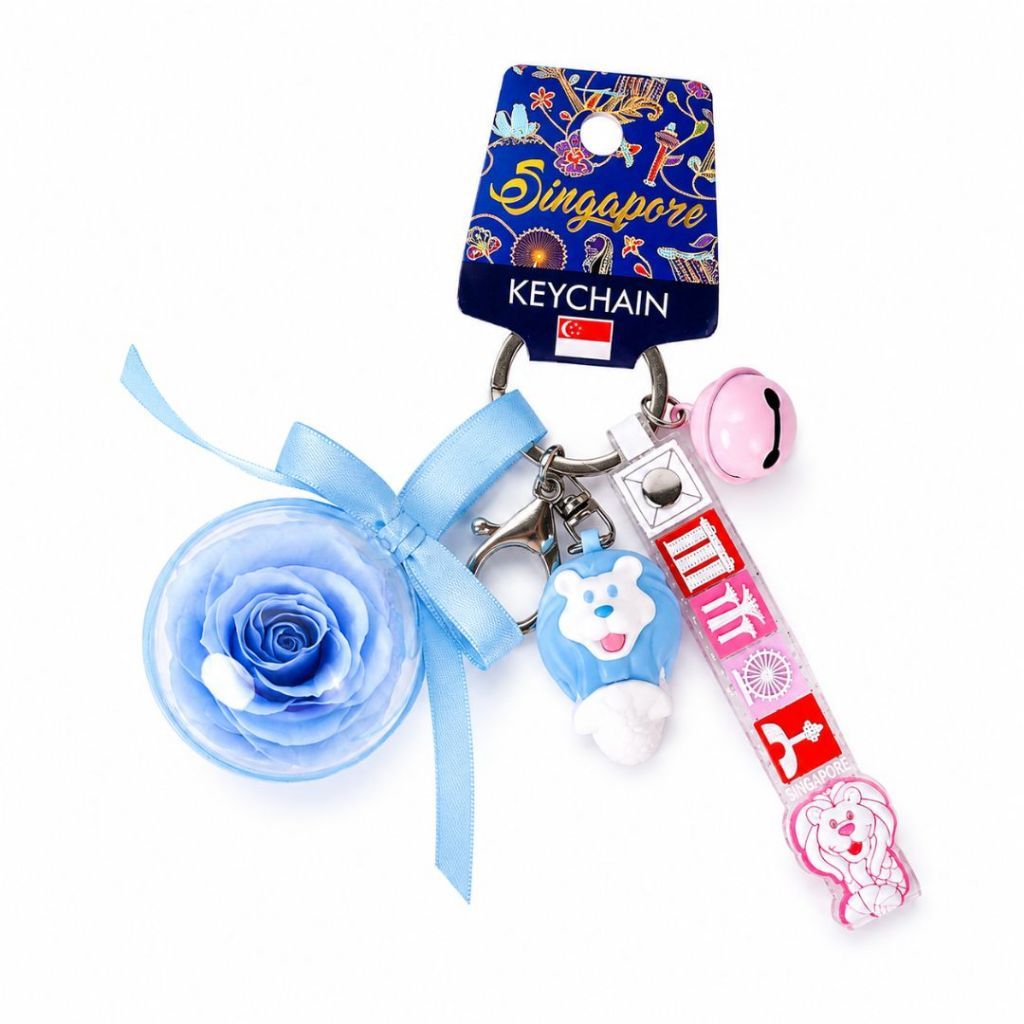 Merlion Preserved Rose Keychain