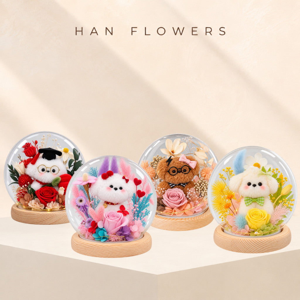 Preserved Floral Poodle Globe