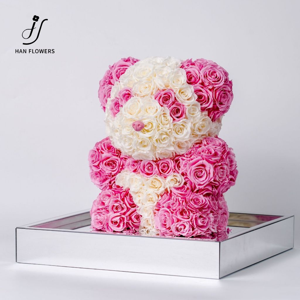 Preserved Roses Panda (Pink)