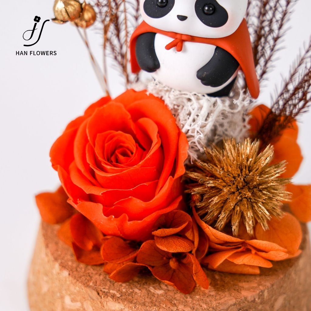 Preserved Flower Mini Panda Dome
