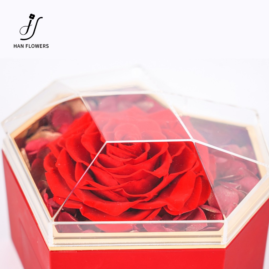 Preserved Rose with Heart Shape Jewelry Box