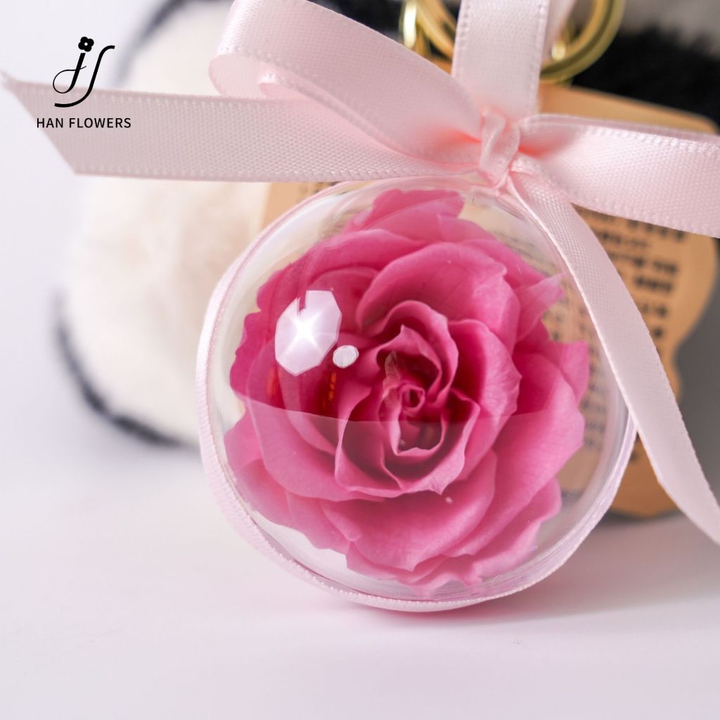 Preserved Rose Keychain with Cute Panda