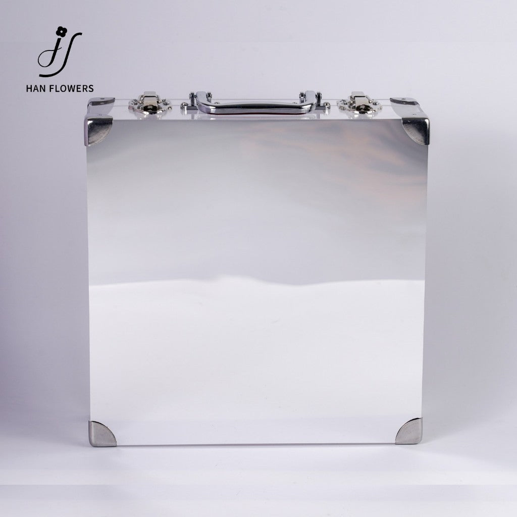 Preserved Roses Heart Shape Mirror Hand Carry Box