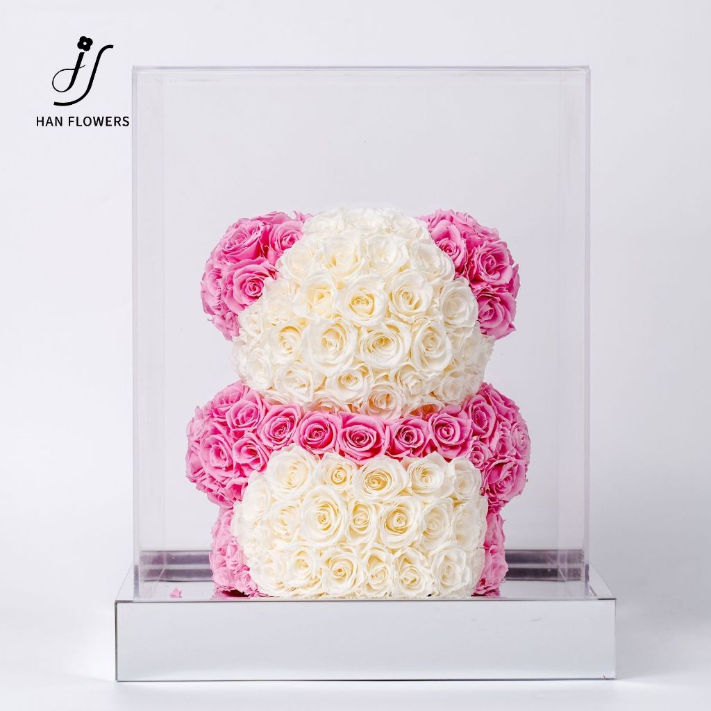 Preserved Roses Panda (Pink)