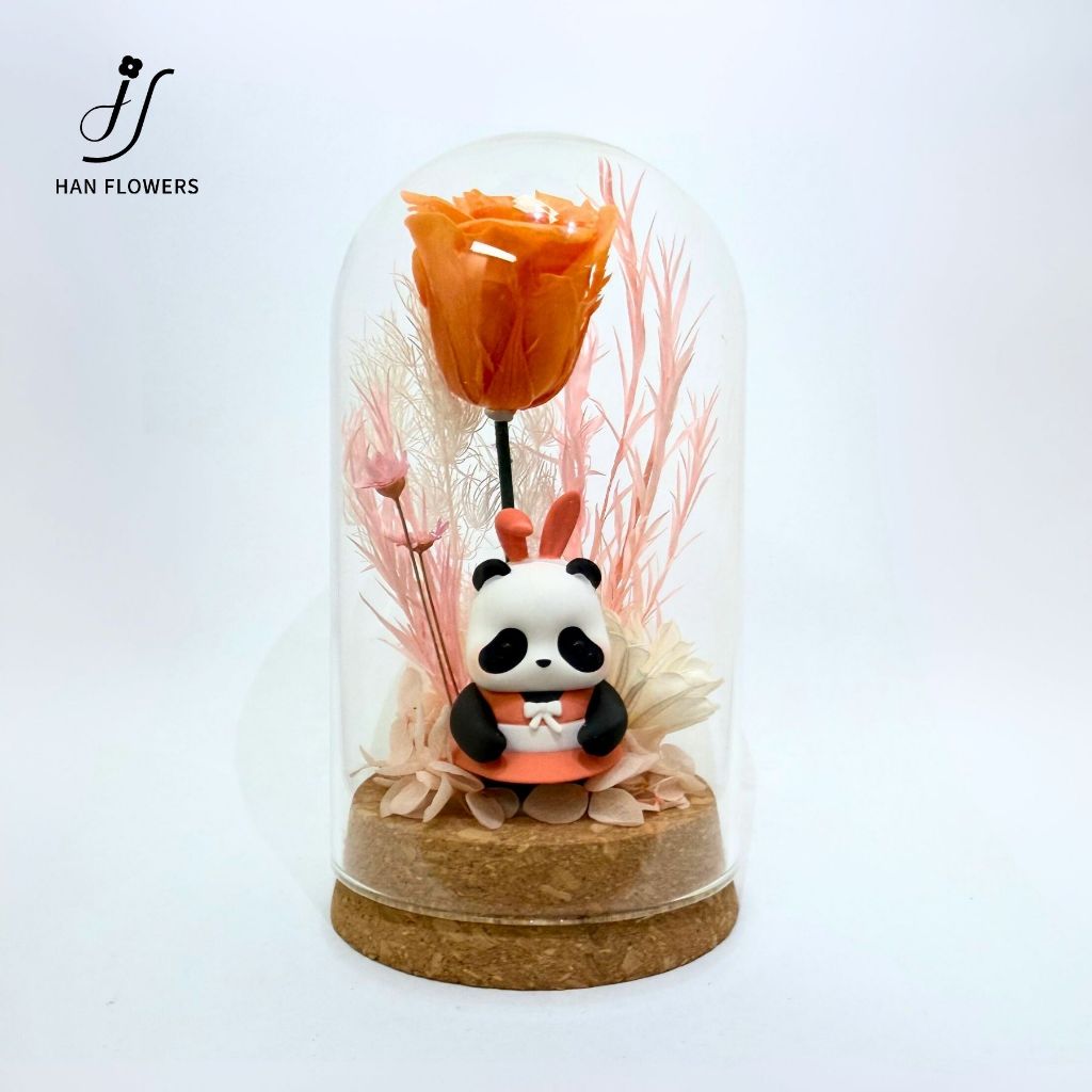 Preserved Flower Mini Panda Dome