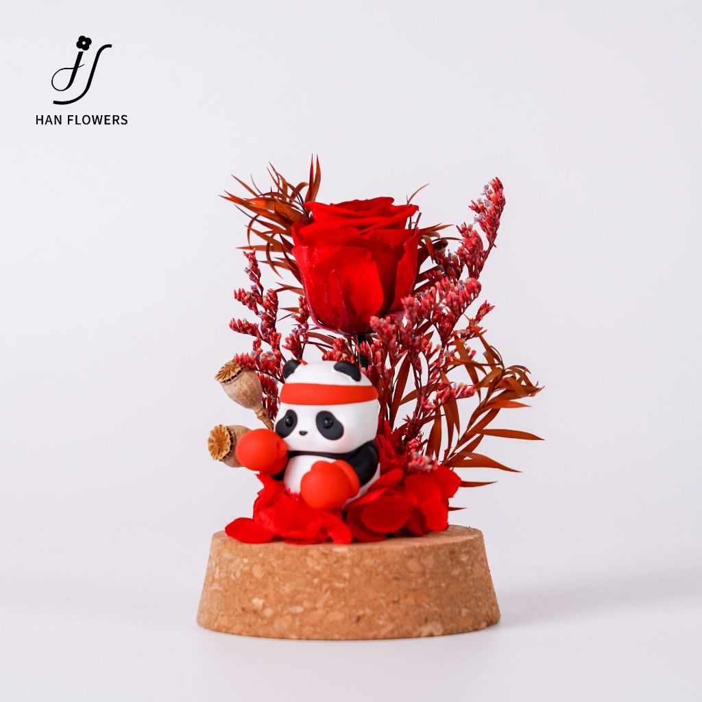 Preserved Flower Mini Panda Dome
