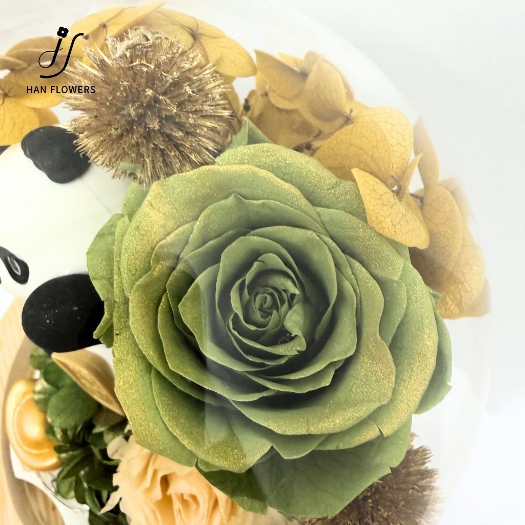 Preserved Flower Fortune Panda with LED