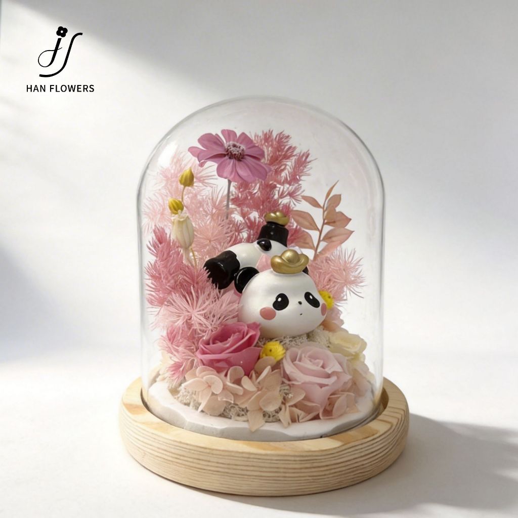 Preserved Flowers Blossoms of Wealth Panda