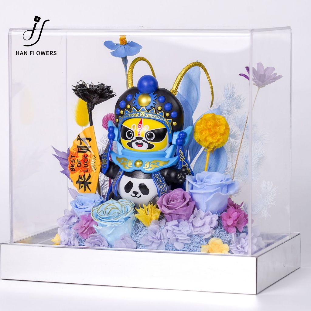 Preserved Flower Sichuan Opera Bian Lian Face-Changing Panda Blue Series