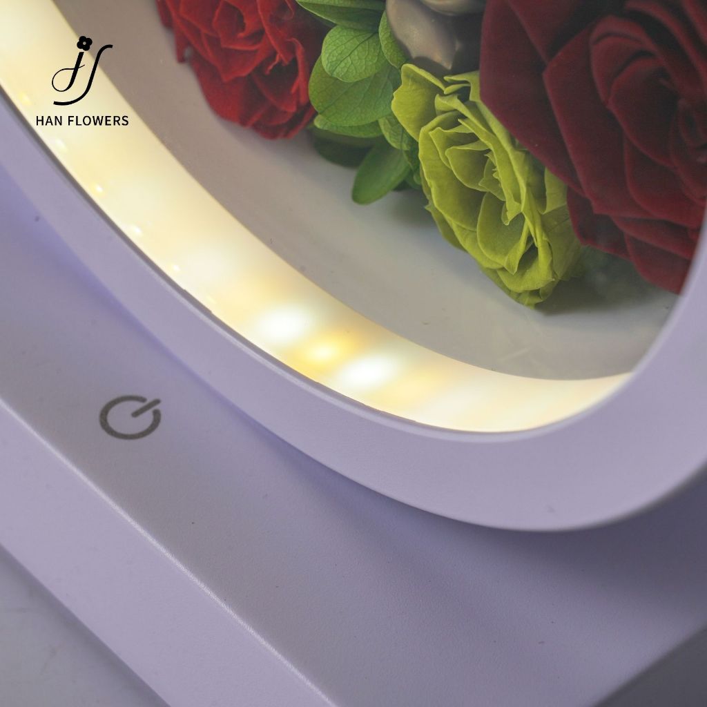 Panda LED Bedside Table Lamp with Preserved Flower