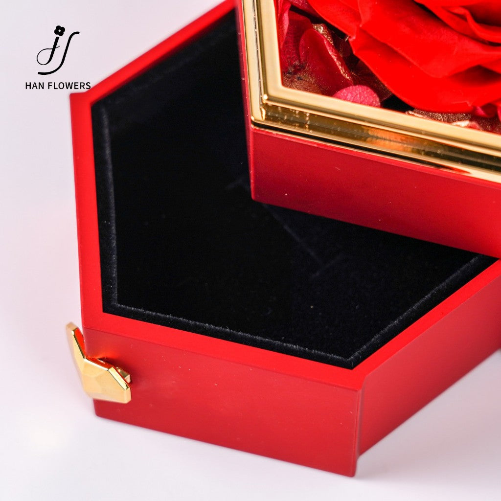 Preserved Rose with Heart Shape Jewelry Box