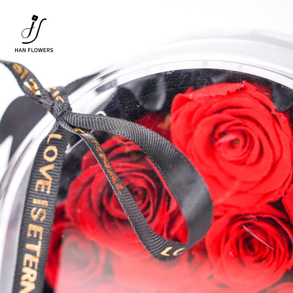 Preserved Roses Heart Shape Acrylic Box