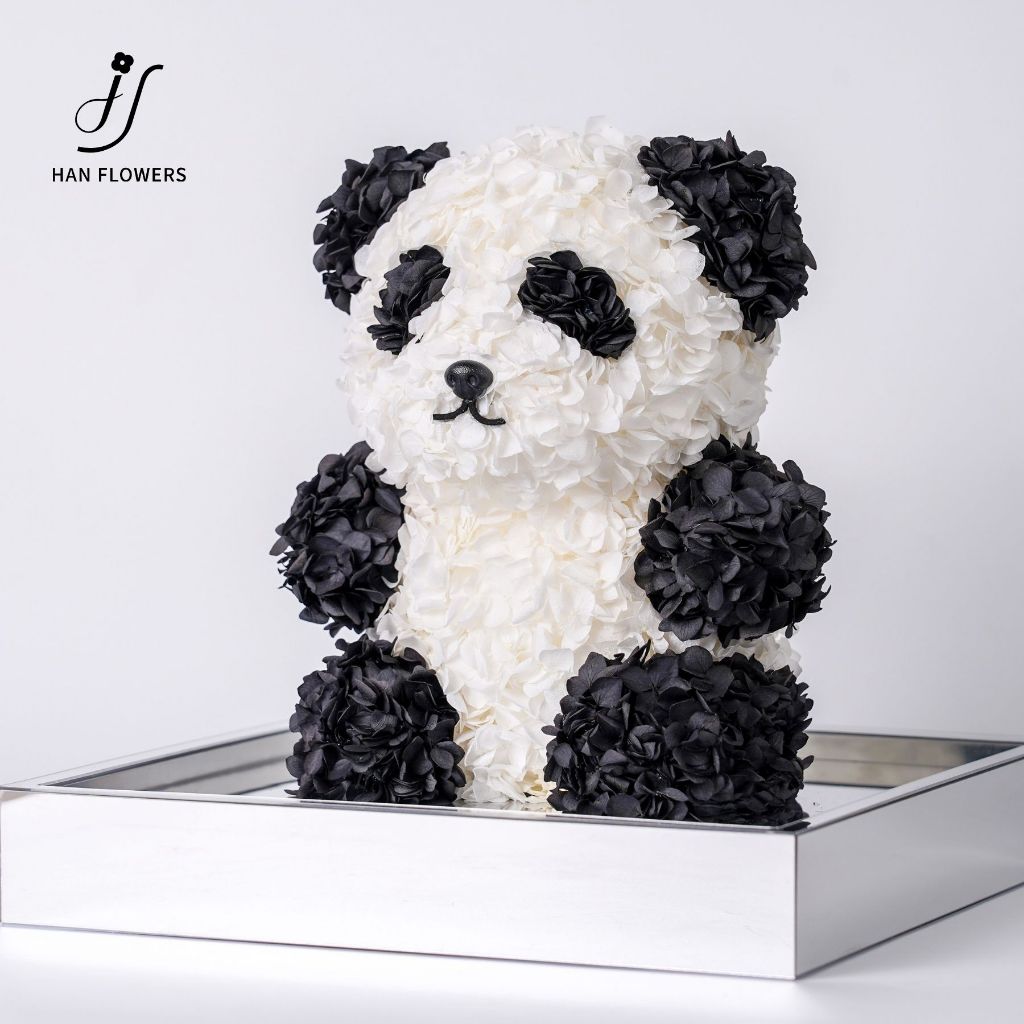 Preserved Flower Panda (Black & White)