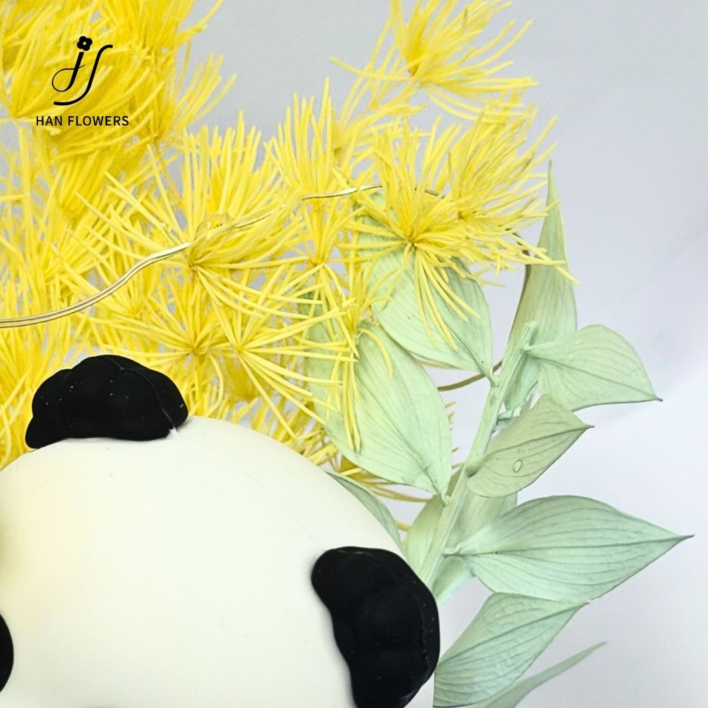 Preserved Flower Carefree Panda with LED