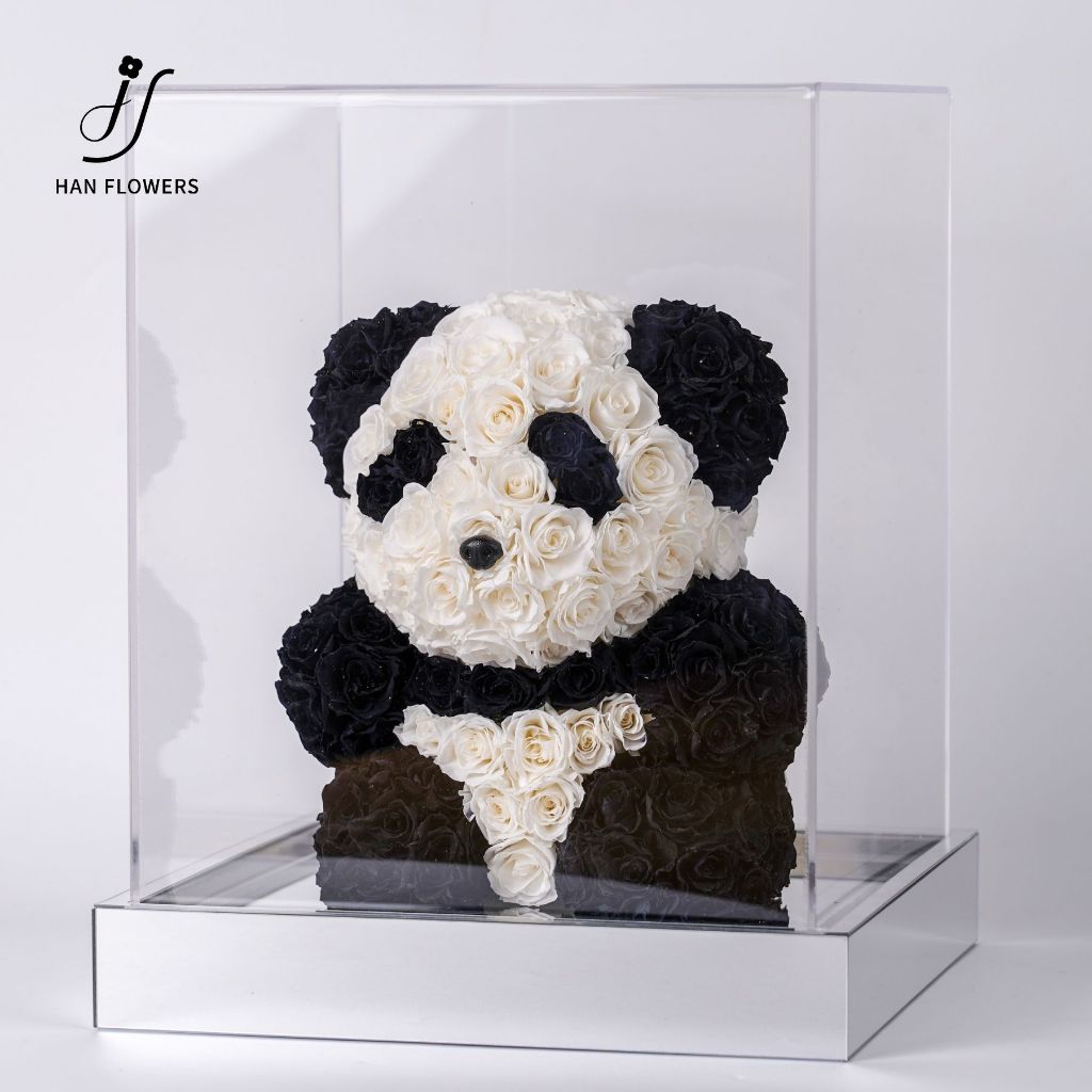 Preserved Roses Panda (Black & White)