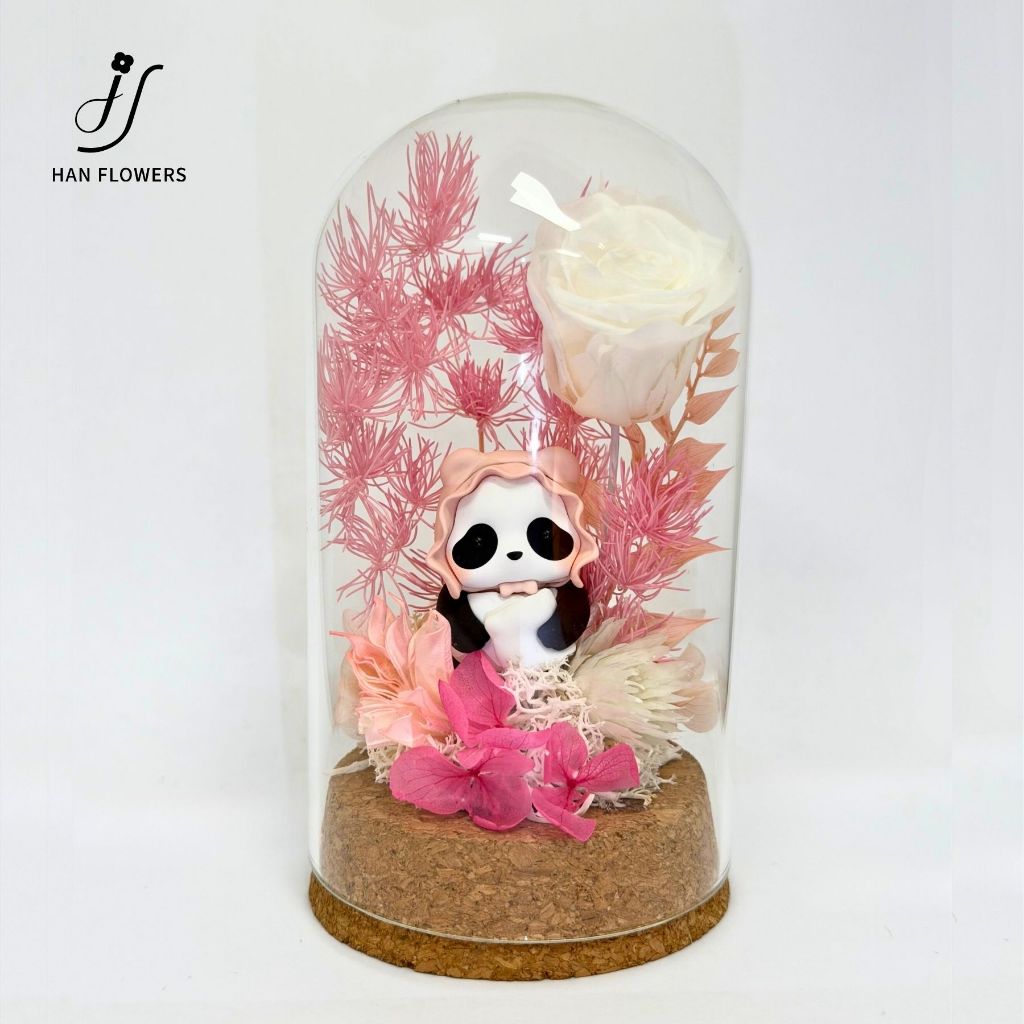 Preserved Flower Mini Panda Dome