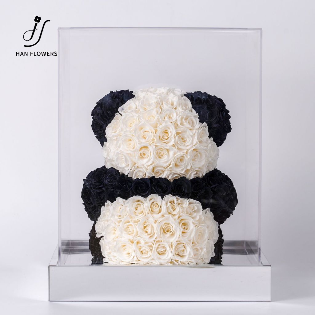 Preserved Roses Panda (Black & White)