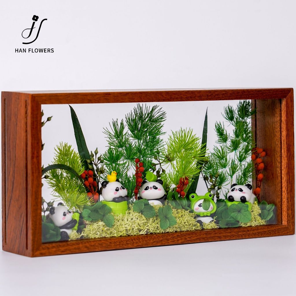 Preserved Flower Cute Panda Natural Design Frame