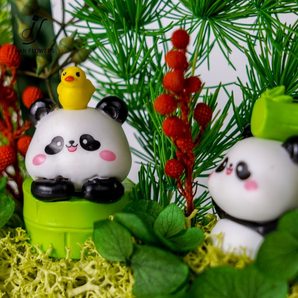 Preserved Flower Cute Panda Natural Design Frame