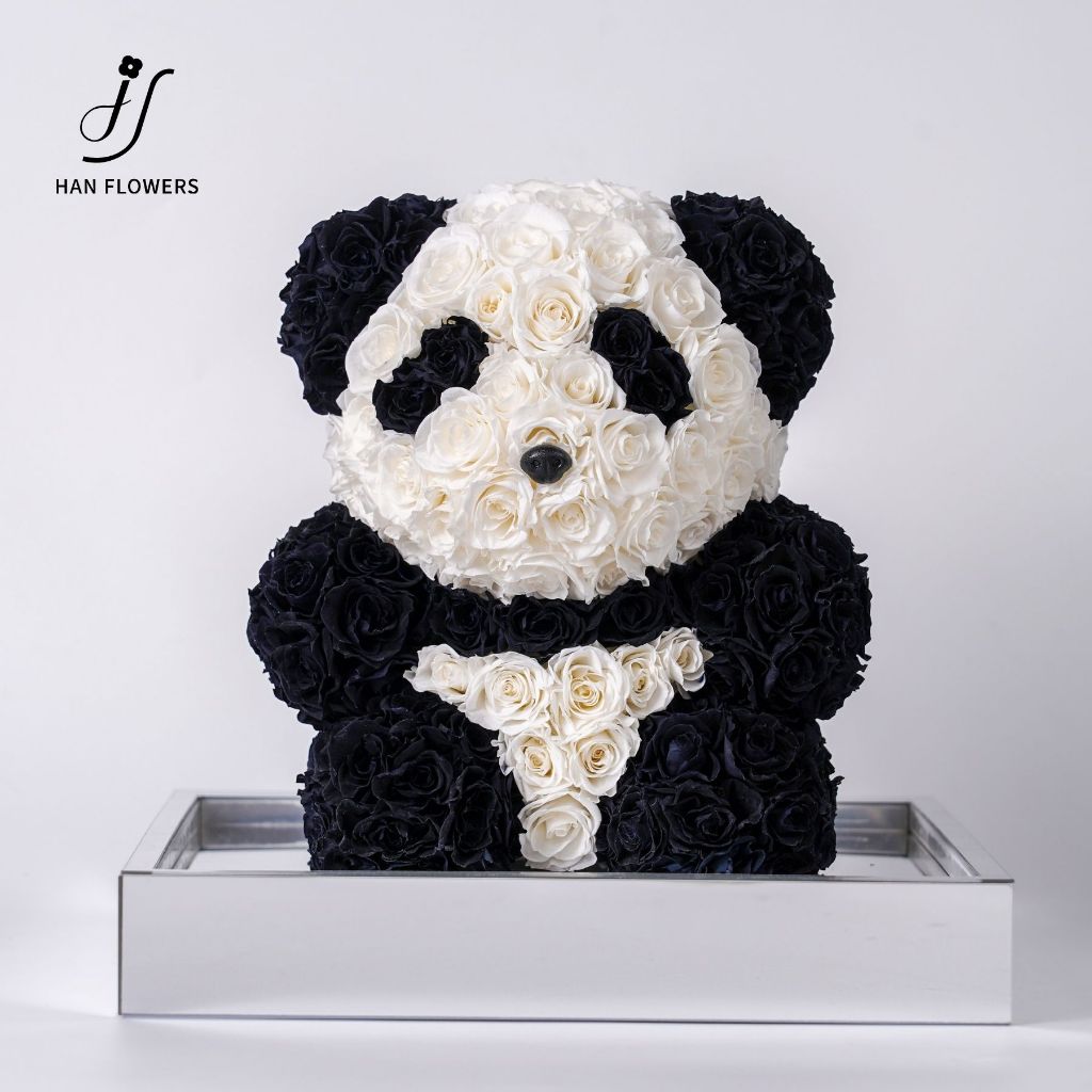 Preserved Roses Panda (Black & White)