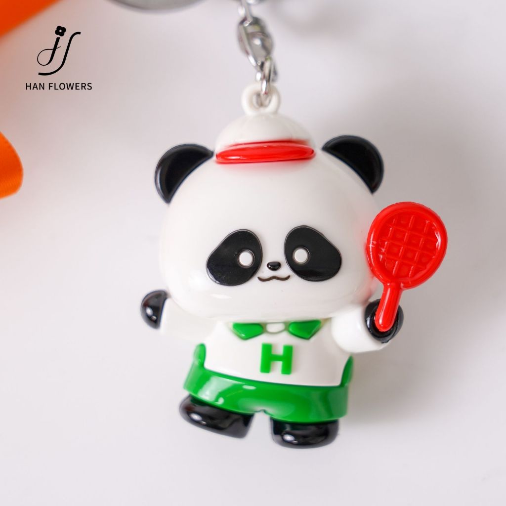 Preserved Rose Keychain with Cute Panda