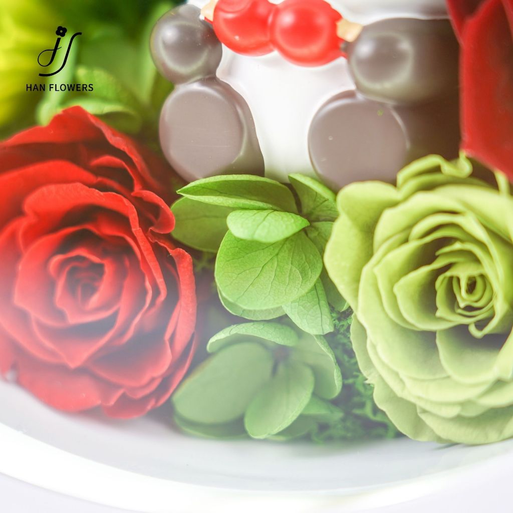 Panda LED Bedside Table Lamp with Preserved Flower