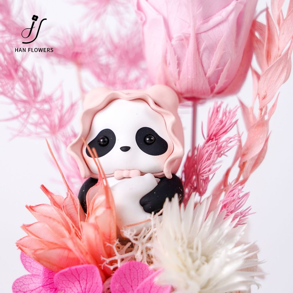 Preserved Flower Mini Panda Dome