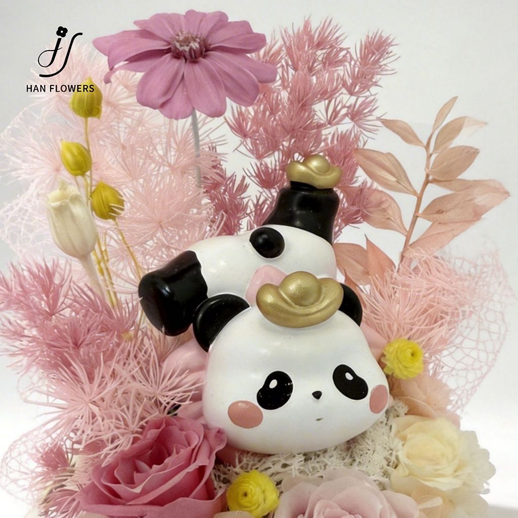 Preserved Flowers Blossoms of Wealth Panda