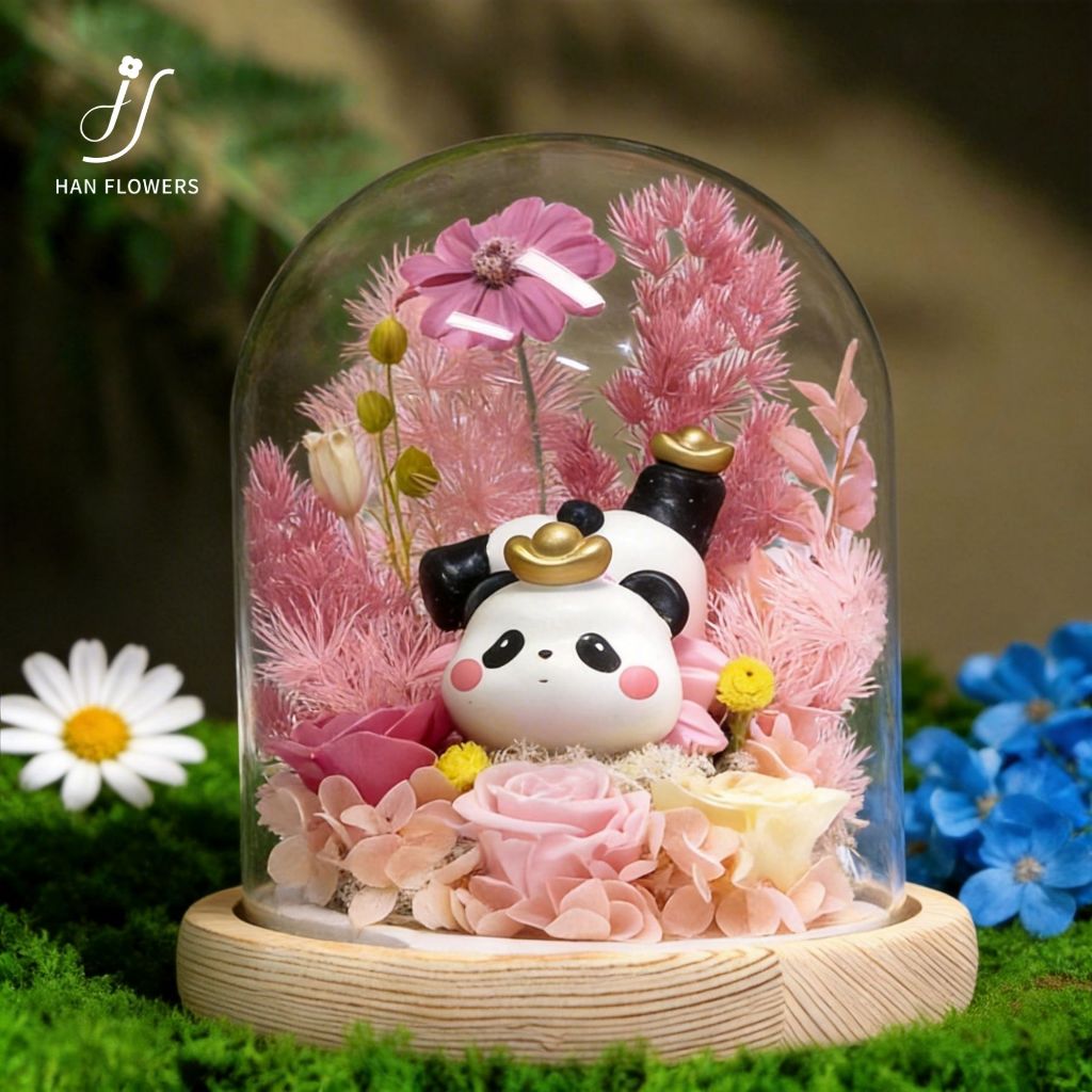 Preserved Flowers Blossoms of Wealth Panda