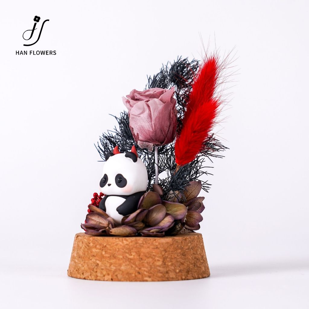 Preserved Flower Mini Panda Dome