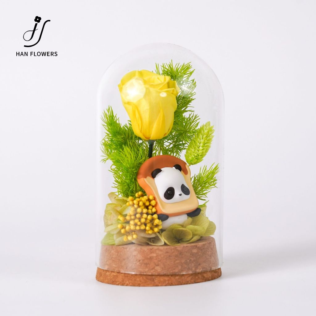 Preserved Flower Mini Panda Dome