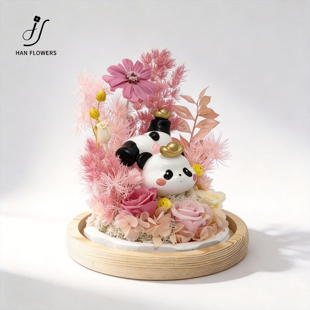 Preserved Flowers Blossoms of Wealth Panda