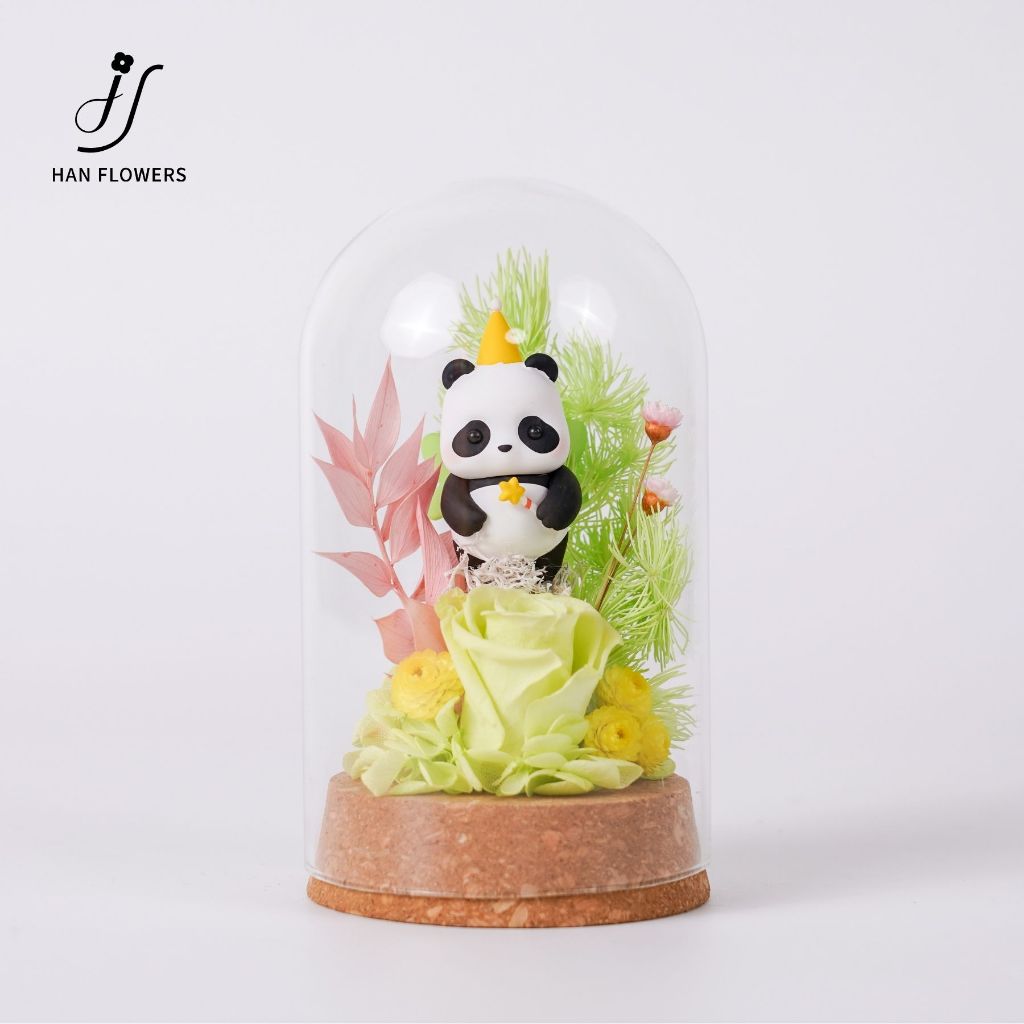 Preserved Flower Mini Panda Dome