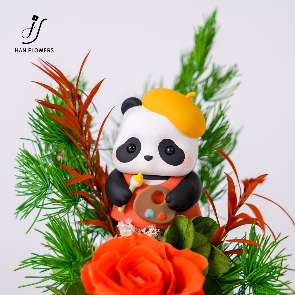 Preserved Flower Mini Panda Dome