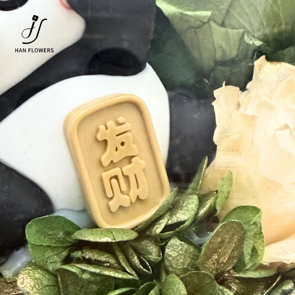 Preserved Flower Fortune Panda with LED