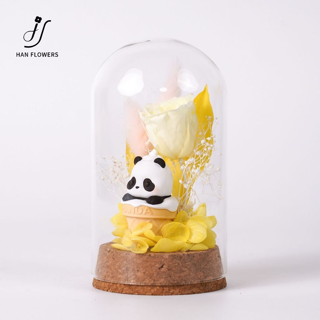 Preserved Flower Mini Panda Dome