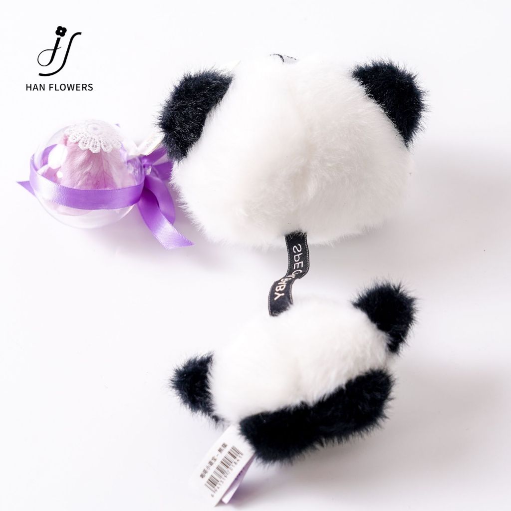 Preserved Rose Keychain with Cute Panda