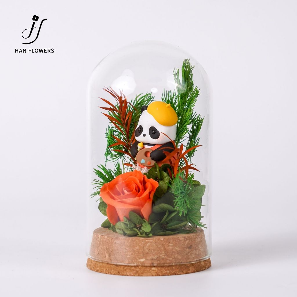 Preserved Flower Mini Panda Dome