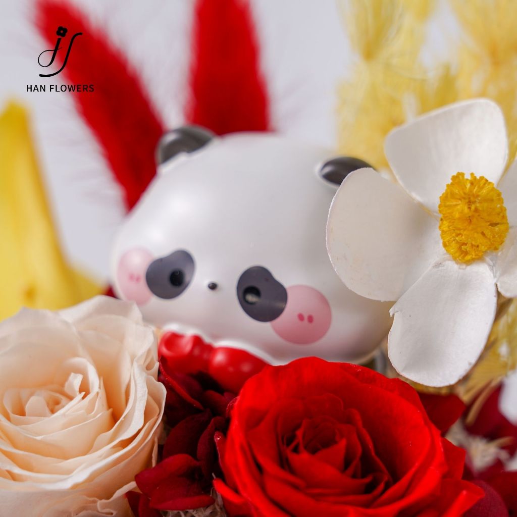 Preserved Flower Joyful Panda ( LED Light)