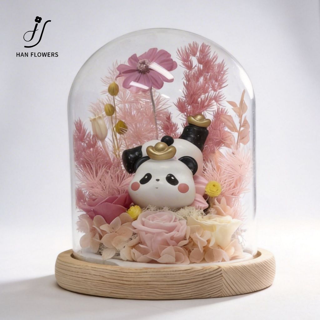 Preserved Flowers Blossoms of Wealth Panda
