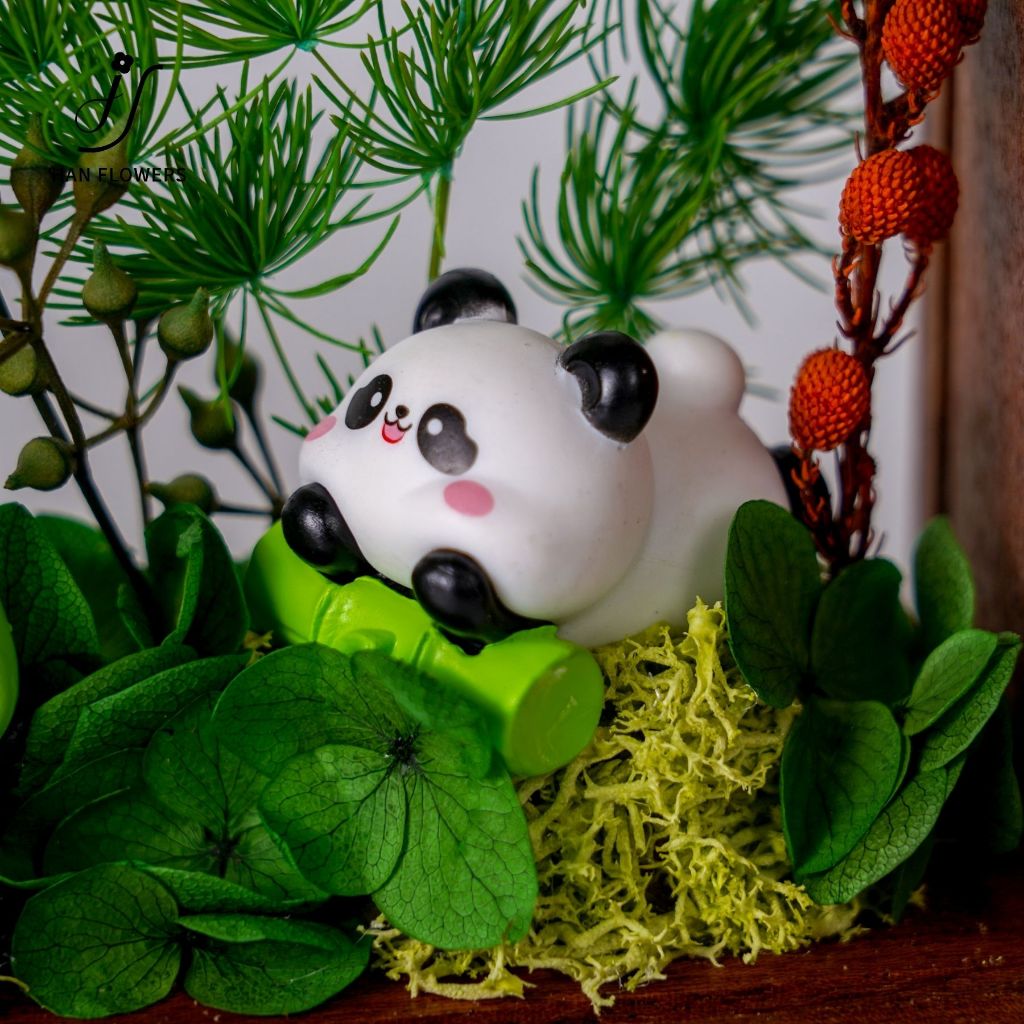 Preserved Flower Cute Panda Natural Design Frame