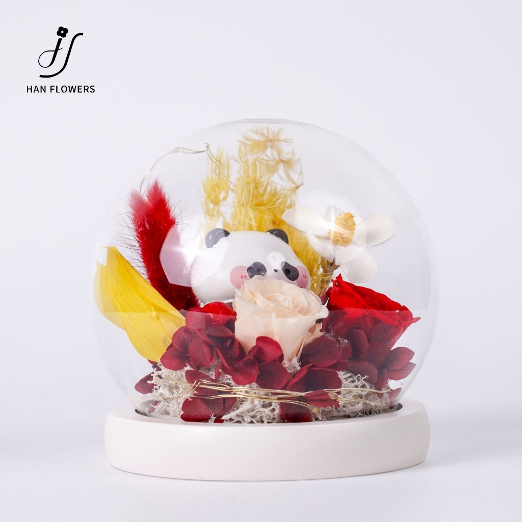 Preserved Flower Joyful Panda ( LED Light)